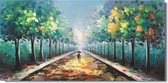 Schilderij parkwandeling 120 x 60 - Artello - handgeschilderd schilderij met signatuur - 700+ collectie Artello schilderijenkunst
