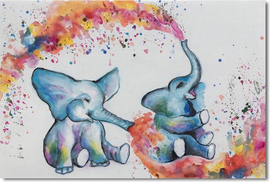 Peinture éléphants 90 x 60 - Artello