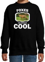 Dieren vossen sweater zwart kinderen - foxes are serious cool trui jongens/ meisjes - cadeau bruine vos/ vossen liefhebber 7-8 jaar (122/128)