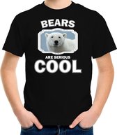 Dieren ijsberen t-shirt zwart kinderen - bears are serious cool shirt  jongens/ meisjes - cadeau shirt witte ijsbeer/ ijsberen liefhebber XL (158-164)