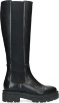 Sacha - Dames - Hoge zwarte leren chelsea boots - Maat 38