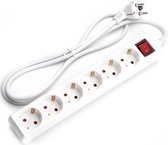 Verlengsnoer met Schakelaar - Aigi Antris - 3680W - 6 Stopcontacten - 1.5 Meter - Wit | Nederland - BES LED