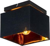 QAZQA vt - Moderne Plafondlamp met kap - 1 lichts - L 17 cm - Zwart Goud - Woonkamer | Slaapkamer | Keuken