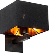 QAZQA vt - Moderne Wandlamp met kap voor binnen - 1 lichts - D 20.1 cm - Zwart Goud - Woonkamer | Slaapkamer | Keuken