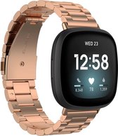 Shop4 - Fitbit Versa 4 Bandje - Fitbit Versa 3 Bandje - Fitbit Sense 2 Bandje - Fitbit Sense Bandje - Roestvrijstaal - Roségoud