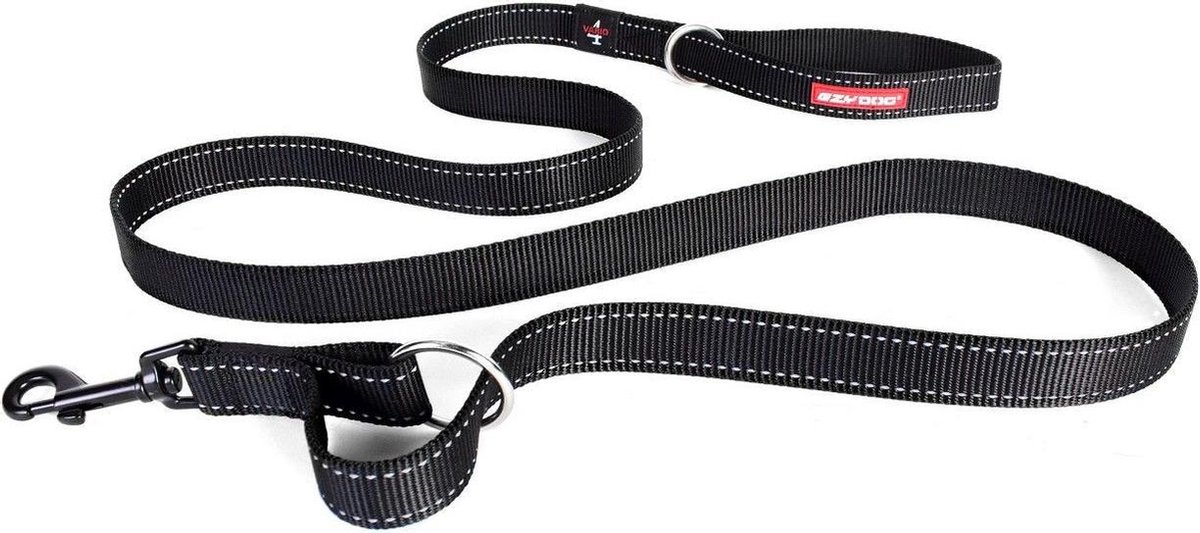 EzyDog Vario 4 Honden Riem - Looplijn voor Hond - 2.5cm - Zwart