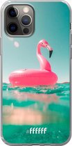 6F hoesje - geschikt voor iPhone 12 - Transparant TPU Case - Flamingo Floaty #ffffff