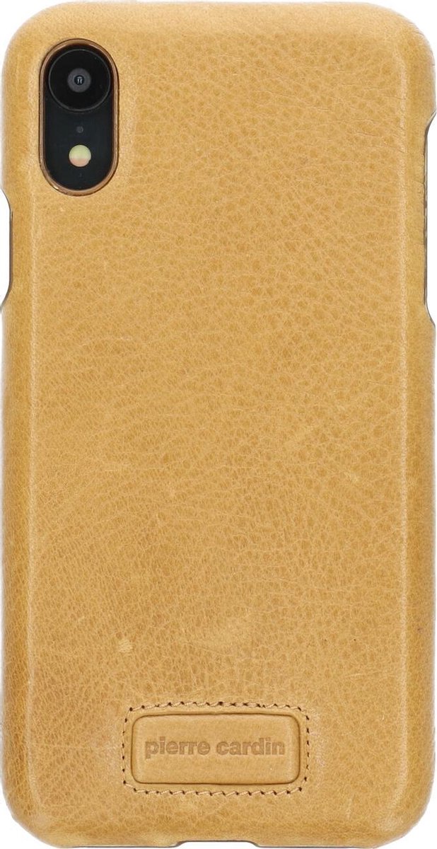 Geel hoesje van Pierre Cardin - Backcover - Stijlvol - Leer - iPhone XR - Luxe cover