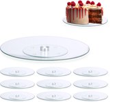 Relaxdays 10x taartplateau - draaibaar - serveerplateau - taartstandaard - 30 cm - glas