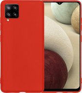 Samsung A12 Hoesje Back Cover Siliconen Case Hoes - Rood