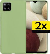 Samsung A12 Hoesje Back Cover Siliconen Case Hoes Groen - 2 Stuks