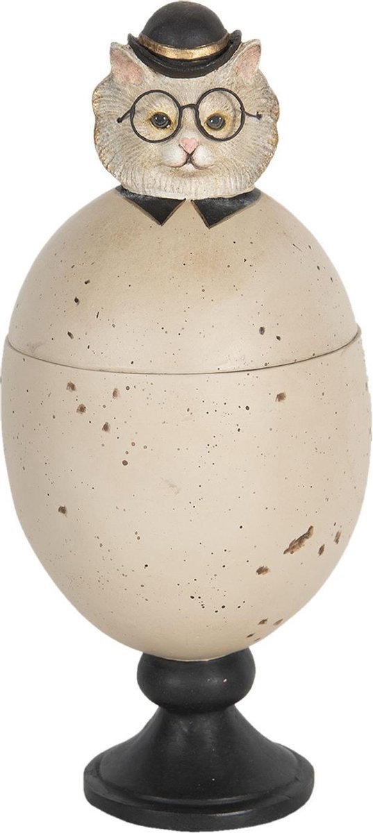 Clayre & Eef Beeld Kat 27 cm Grijs Polyresin Woonaccessoires