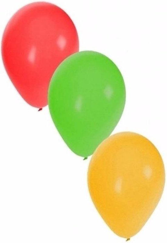 Ballonnen rood/geel/groen 60x stuks - Carnaval thema kleuren feestartikelen  | bol.com