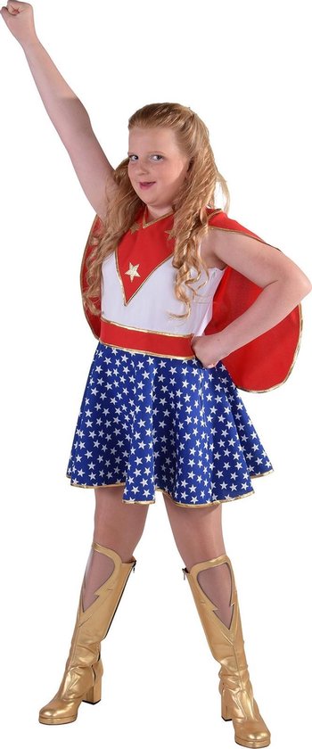 Magic Design Super Girl Meisjes Polyester Blauw/rood Maat 140