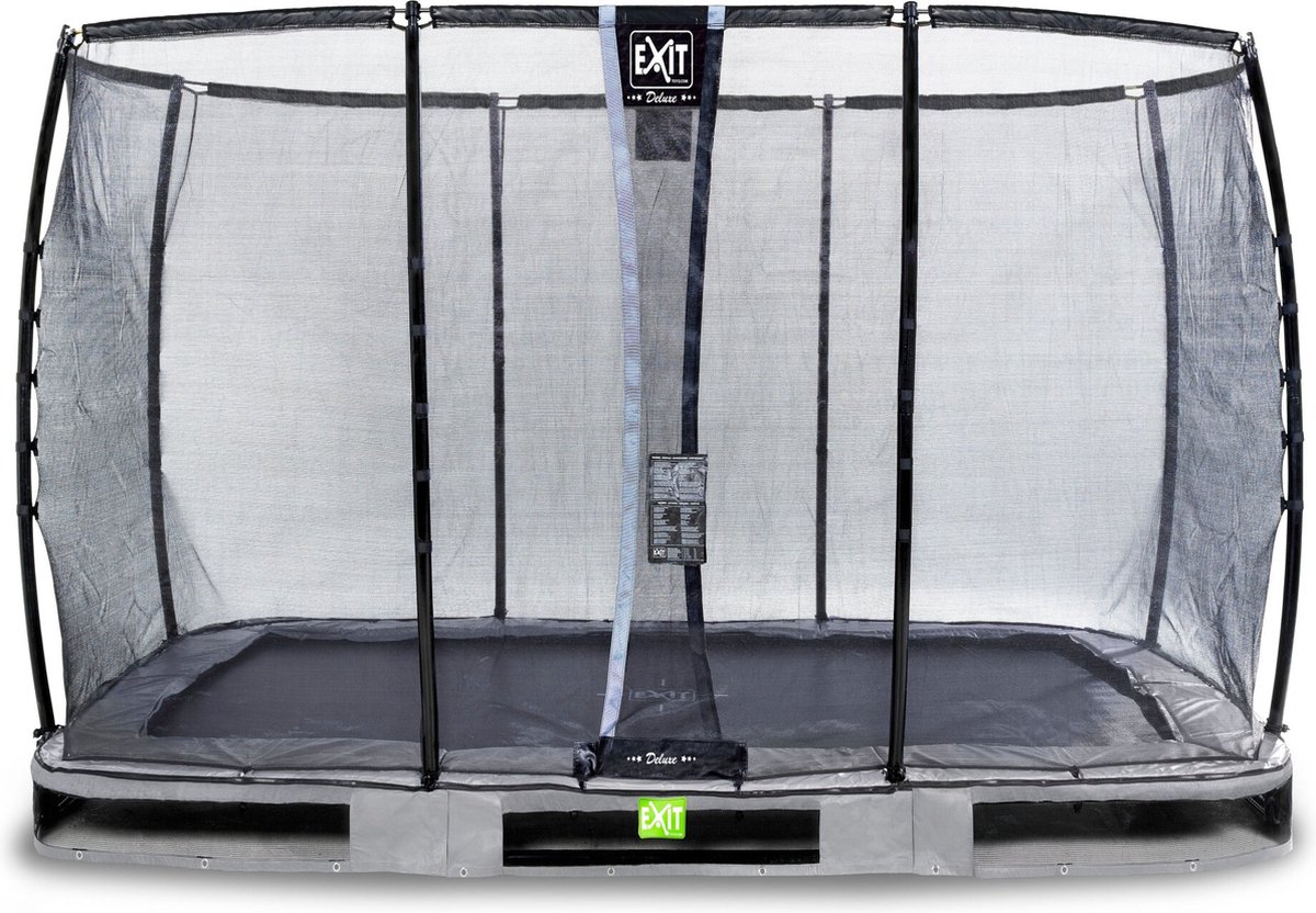 EXIT Elegant Premium inground trampoline 244x427cm met Deluxe veiligheidsnet - grijs