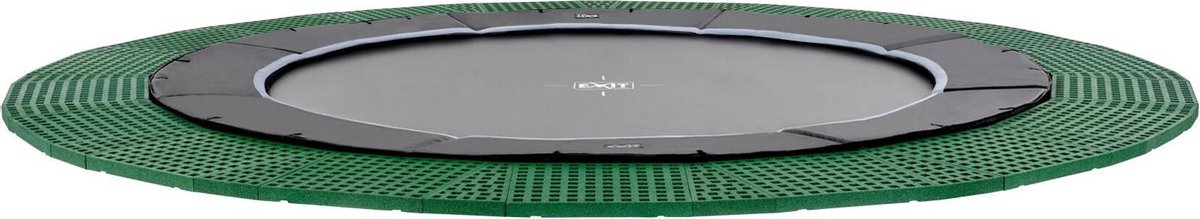 EXIT Dynamic groundlevel trampoline ø366cm met Freezone veiligheidstegels - zwart