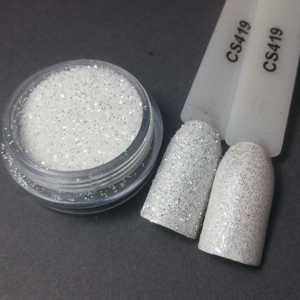 Goedkoopste Nagel glitter - Korneliya Crystal Sugar 419 Zilver / Wit