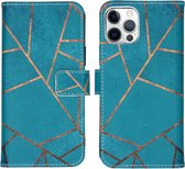 iMoshion Design Softcase Book Case iPhone 12, iPhone 12 Pro hoesje - Blue Graphic