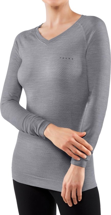 FALKE Wool Tech Light Shirt Lange Mouw Dames 33463 - Grijs 3757  grey-heather Dames - XS | bol.com