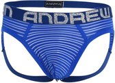 Andrew Christian Sheer Stripe Frame Jock w/ Almost Naked Blauw - MAAT M - Heren Ondergoed - Jockstrap voor Man - Mannen Jock