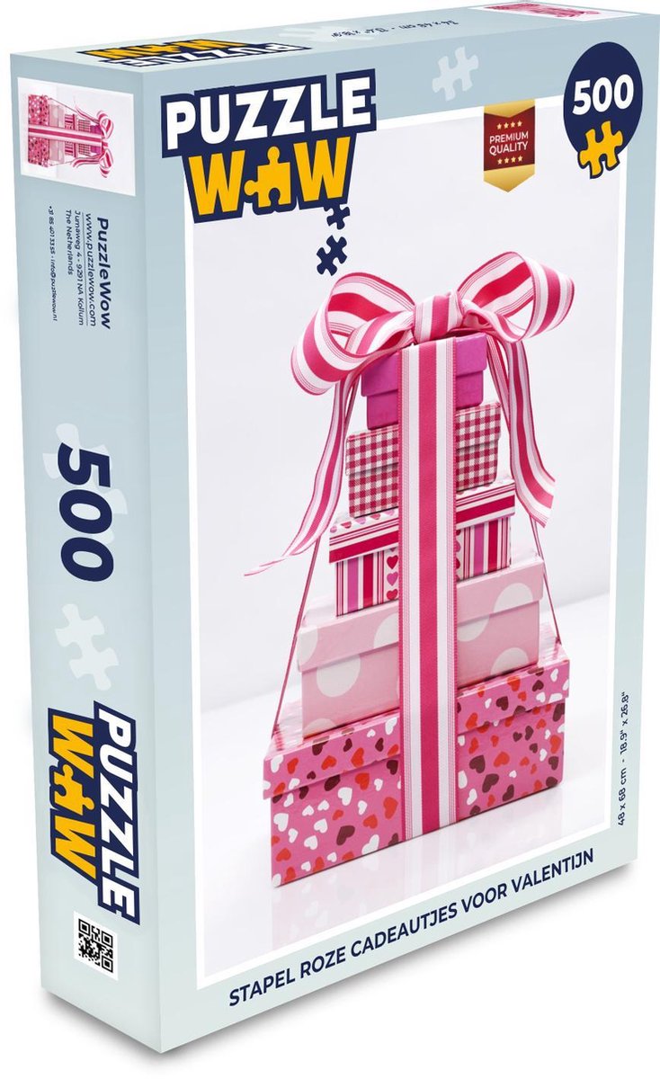 Puzzel 500 stukjes Valentijn - Stapel roze cadeautjes voor valentijn -  PuzzleWow... | bol.com
