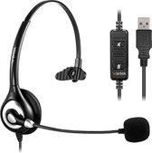 headset met microfoon - W USB-headset voldaan ruisonderdrukking, microfoon en volumeregelaar, Zeer licht, helder Geluid, Comfortabel gebruik, IDEAAL for Skype, softphone, callcenter en chatte