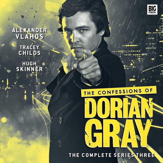 Alexander Vlahos als Dorian Gray, wijzend naar de kijker. Titel: The Confessions of Dorian Gray. Big Finish.