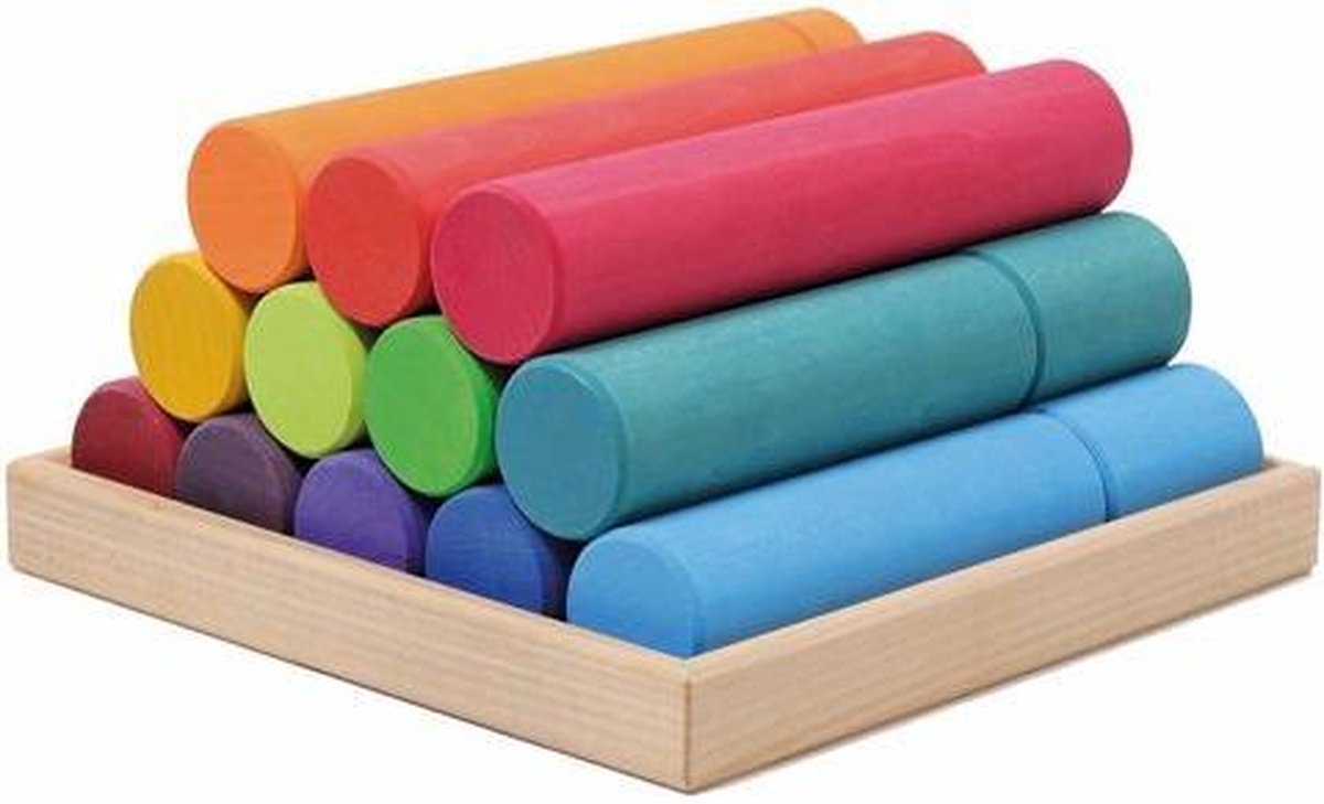 Grimm's Bouwblokken Cilinders Groot Regenboog