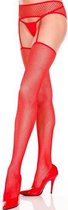 Music Legs - Netstof Jarretelsetje Met Kousen - Rood