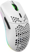HXSJ T66 7 toetsen Kleurrijke verlichting Programmeerbare gaming draadloze muis (wit)