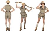 Funny Fashion - Jungle & Afrika Kostuum - Safari Wild - Vrouw - Bruin, Wit / Beige - Maat 36-38 - Carnavalskleding - Verkleedkleding
