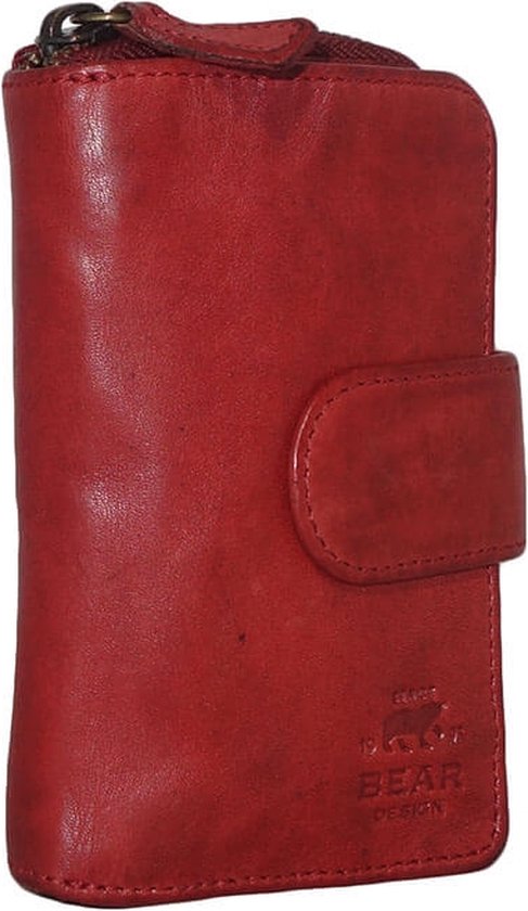 Bear Design Cow Lavato Leren Dames Ritsportemonnee - Rood