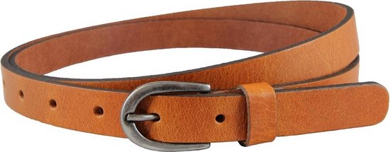 Landley Smalle Leren Dames Riem - Echt Leer - Smal - Breedte 2 cm - Cognac - Riemmaat 115