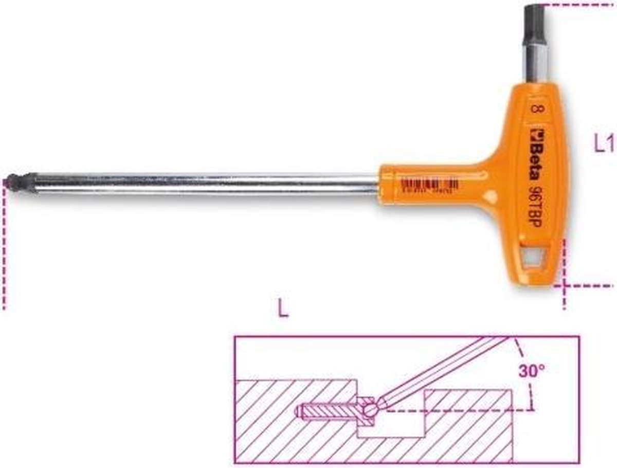 BETA STIFTSLEUTEL 96TBP MET KOGELKOP EN HANDGREEP 5.0MM
