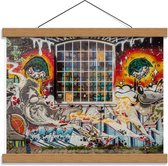Schoolplaat – Graffiti op Oud Gebouw   - 40x30cm Foto op Textielposter (Wanddecoratie op Schoolplaat)
