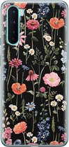 OnePlus Nord hoesje - Dark flowers - Soft Case Telefoonhoesje - Bloemen - Zwart