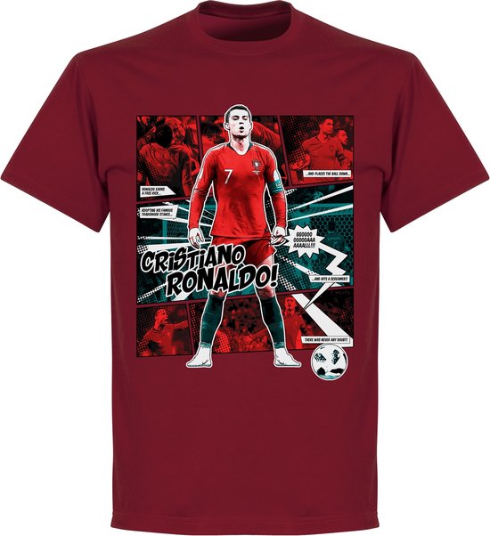 Ronaldo Portugal Comic T-Shirt - Rood - XXL