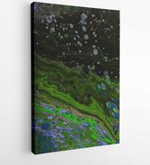 Closeup view of an painting. Hand painted abstract dark cosmic grunge background. Modern futuristic template. Multicolored space texture with space for text or image. Fragment of a