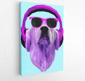 Contemporary art collage. Dog in headphones and sunglasses. Dj p - Modern Art Canvas -Vertical - 1265431015 - 115*75 Vertical