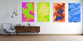 Onlinecanvas - Schilderij - Abstract Marble Texture Colored Bright Liquid Paints. Art Vertical Vertical - Multicolor - 80 X 60 Cm