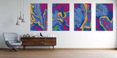 Onlinecanvas - Schilderij - Abstract Marble Texture Colored Bright Liquid Paints. Art Vertical Vertical - Multicolor - 50 X 40 Cm