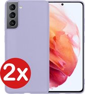 Hoesje Geschikt voor Samsung S21 Hoesje Siliconen Case Hoes - Hoes Geschikt voor Samsung Galaxy S21 Hoes Cover Case - Lila - 2 PACK