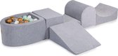 Ballenbakje.nl® Foam Speelset met ballenbak Grijs incl 100 ballen: Goud, Transparant, Mint, Wit