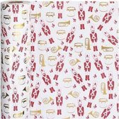 Inpakpapier, b: 57 cm,  80 gr, wit, goud, rood, notenkraker, 75m