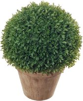 Groene buxusbol kunstplant in bruine kunststof pot 45 cm - Sempervirens - Woondecoratie