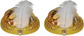 4x stuks goud Arabisch Sultan tulband met diamant en veer - 1001 nacht verkleed hoedje