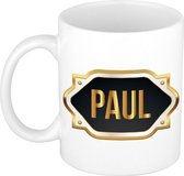 Naam cadeau mok / beker Paul met gouden embleem 300 ml