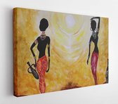 Onlinecanvas - Schilderij - Watercolor Picture African Girls With A Jug. Art Horizontal Horizontal - Multicolor - 40 X 50 Cm