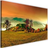Schilderij Herfst heuvels, 2 maten, oranje/bruin, Premium print