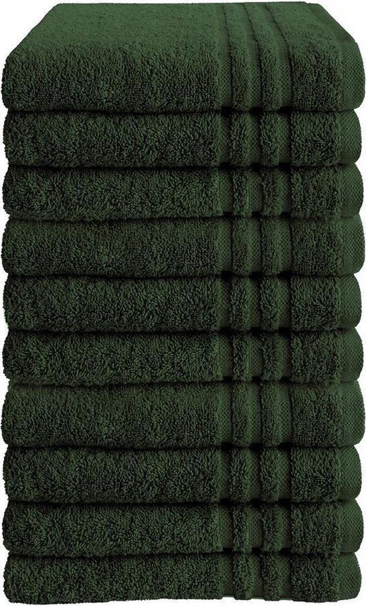 Byrklund handdoeken 50 x 100 - set van 10 - Hotelkwaliteit - Donker Groen - BYRKLUND